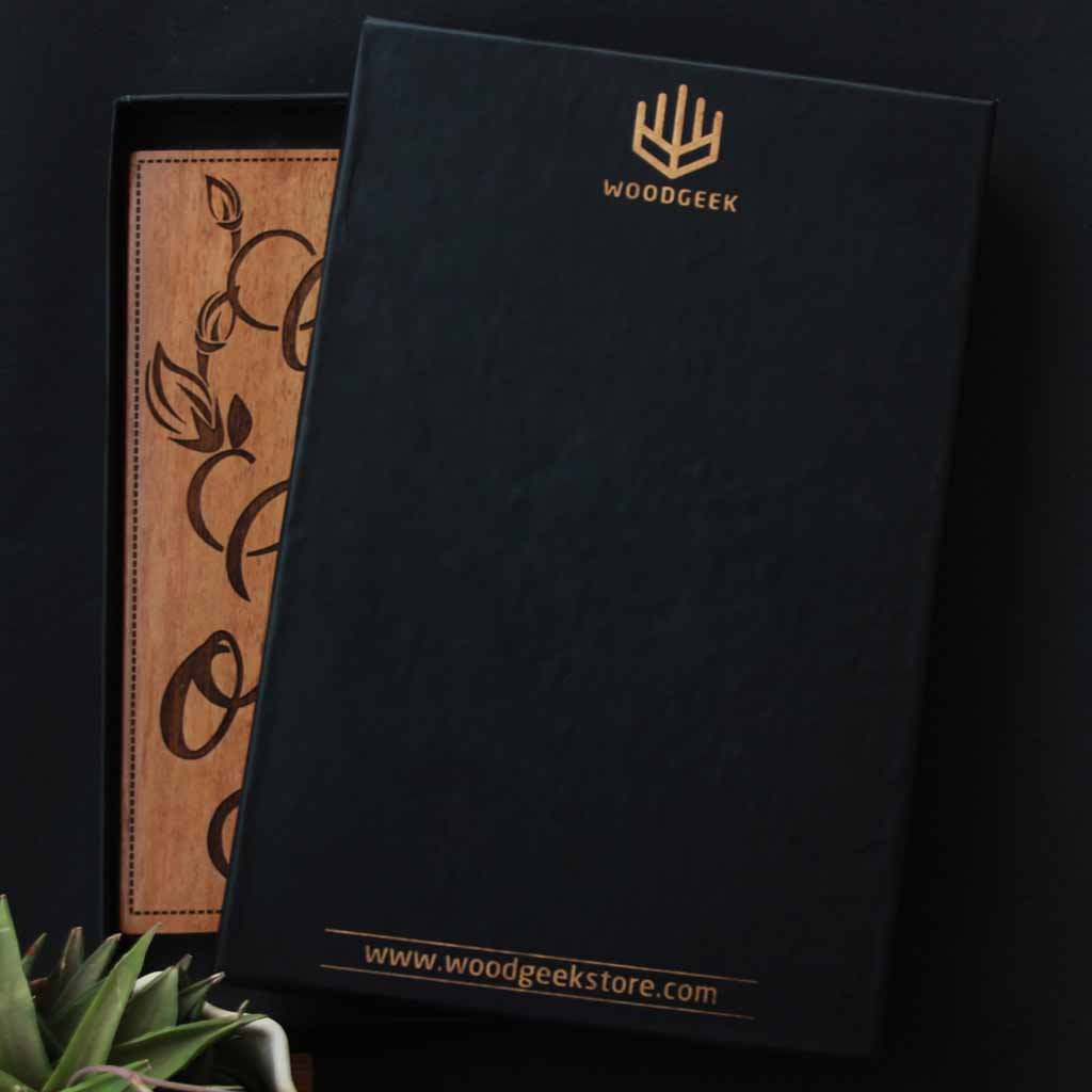 Carved Wooden Poster by Woodgeek Store Packaging for Teak &amp; Beech Wood