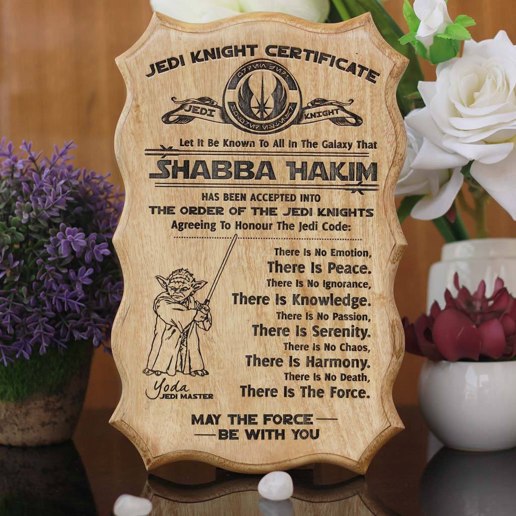 Star Wars: Jedi Knight Certificate Jedi Order Custom Certificate