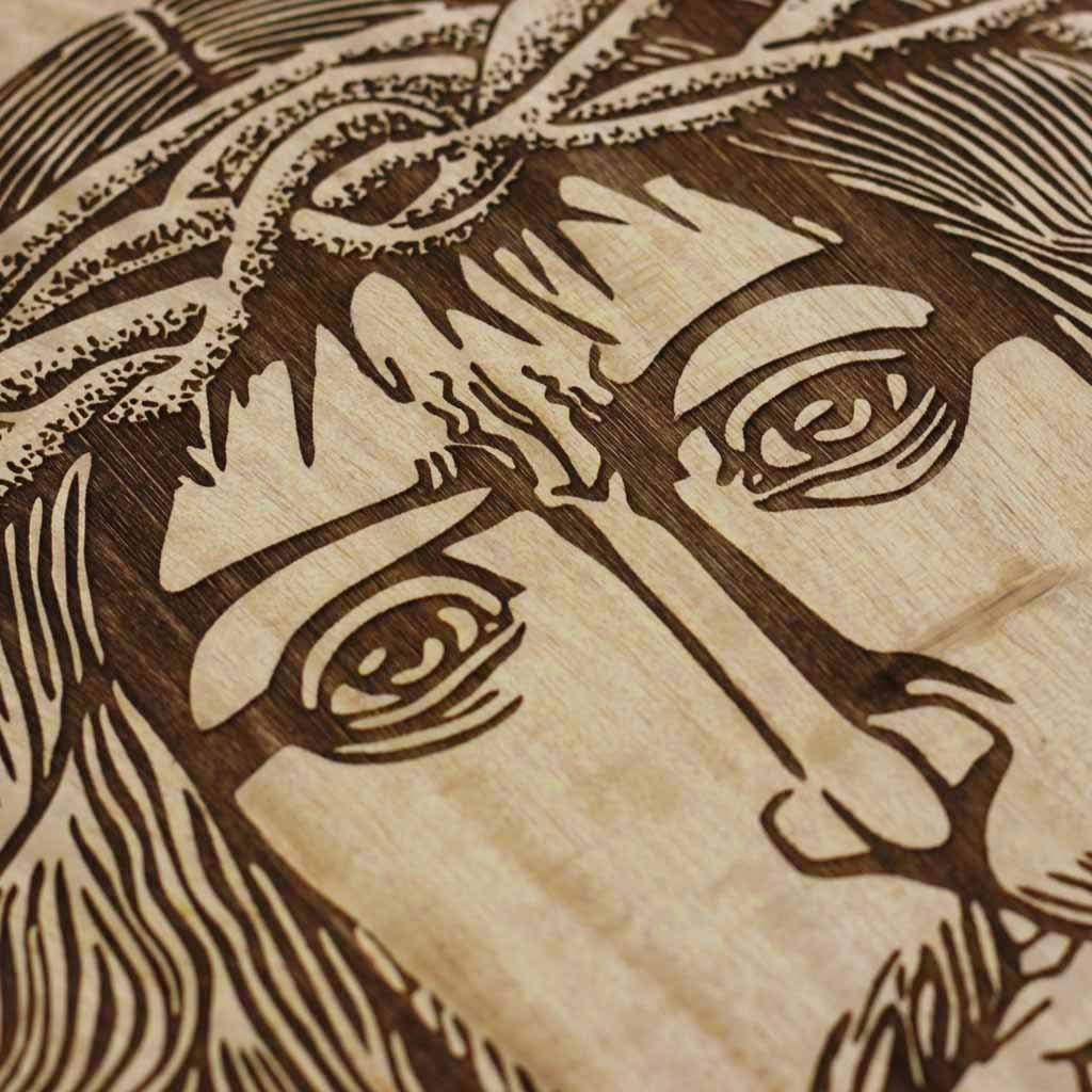 Wood Engraving -Jesus Christ in The Crown of Thorns Carved Wooden Poster by Woodgeek Store - Passion of Christ Wooden Artwork - Religious &amp; Spiritual Wood Wall Hanging - Buy Wood Wall Art Decor Online 