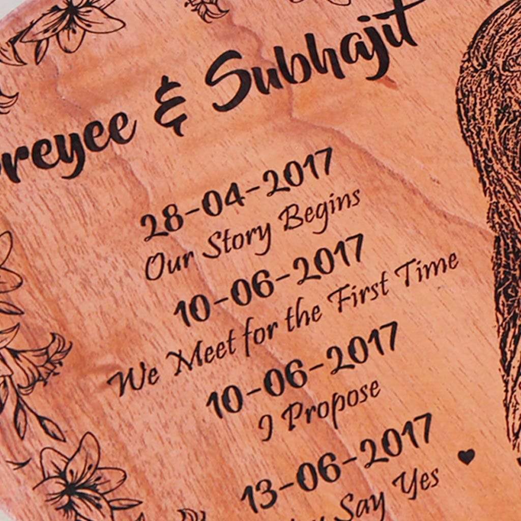 Our Love Story Timeline Heart Photo Frame - Looking for Photo Gifts? This Photo On Wood Is One Of The Best Personalized Anniversary Gifts &amp; Romantic Gifts. A Wood Engraved Photo As A Gift For Boyfriend, Gift For Husband, Gift For Girlfriend, Gift For Wife