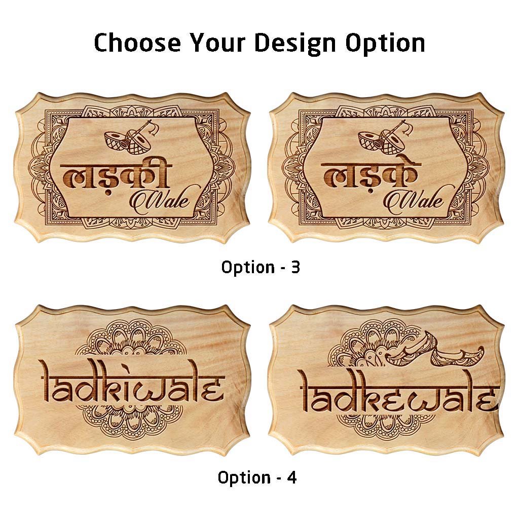 Ladkiwale &amp; Ladkewale Indian Wedding Decorative Items - Wooden Wedding Signs by Woodgeek Store