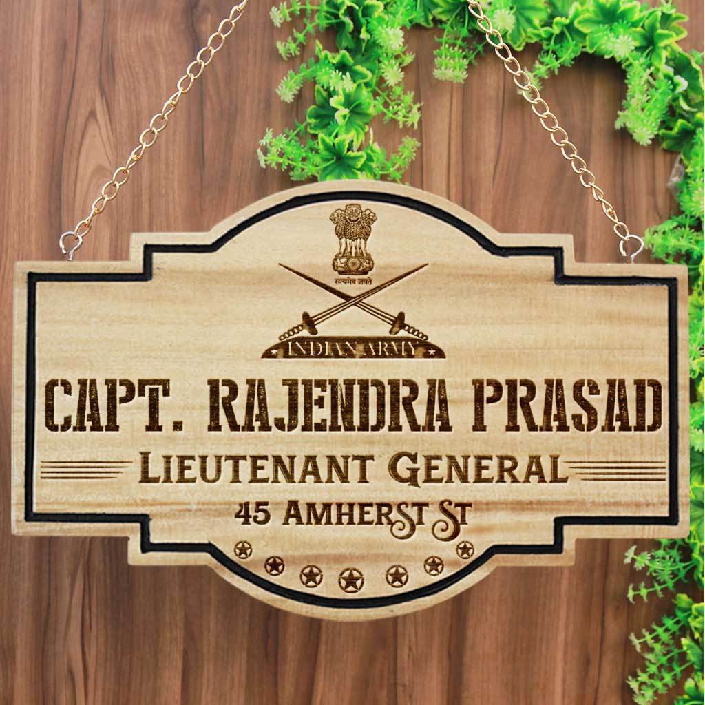 Wooden Name Plates For Army Officers. This Hanging Wooden Sign For Army Officers Is A Great Name Board. These Custom Name Plates Are The Best Gifts For Army Officers.