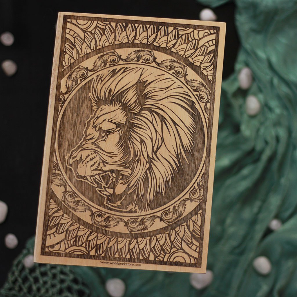 Leo The Lion Carved Wooden Poster by Woodgeek Store - Zodiac Sign Wooden Artwork - Zodiac Poster - Wood Poster - Buy Wood Wall Art Decor Online 