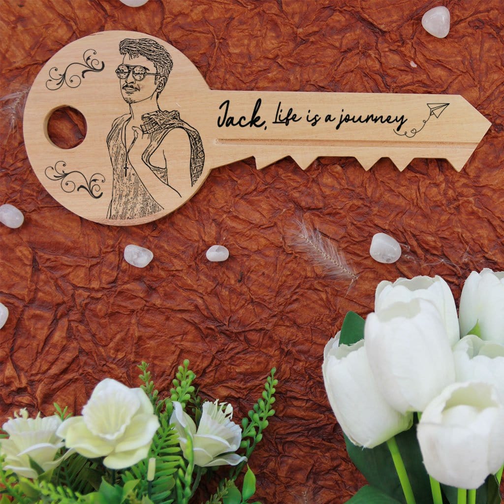 Life Is A Journey And Only You Hold The Key To It Wooden Plaque. Key-Shaped Wooden Signs Engraved With Inspirational Quotes. This Custom Wood Sign Makes A Great Personalized Gift and Photo Gift. This Wood Sign makes great inspirational gifts for friends