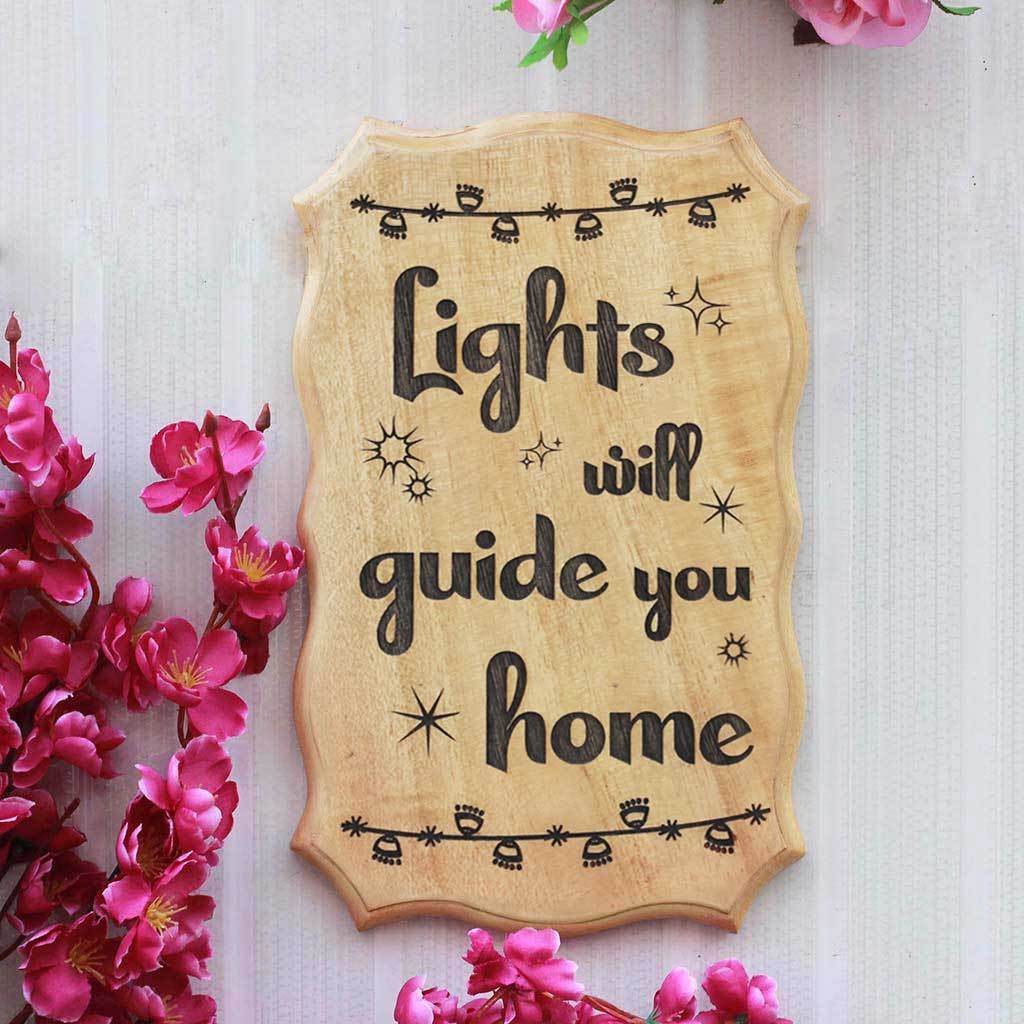 Lights Will Guide You Home Wood Sign - Popular Christmas Gifts - Best Secret Santa Gifts - Wooden Signs For Home - Best Christmas Gifts By Woodgeekstore