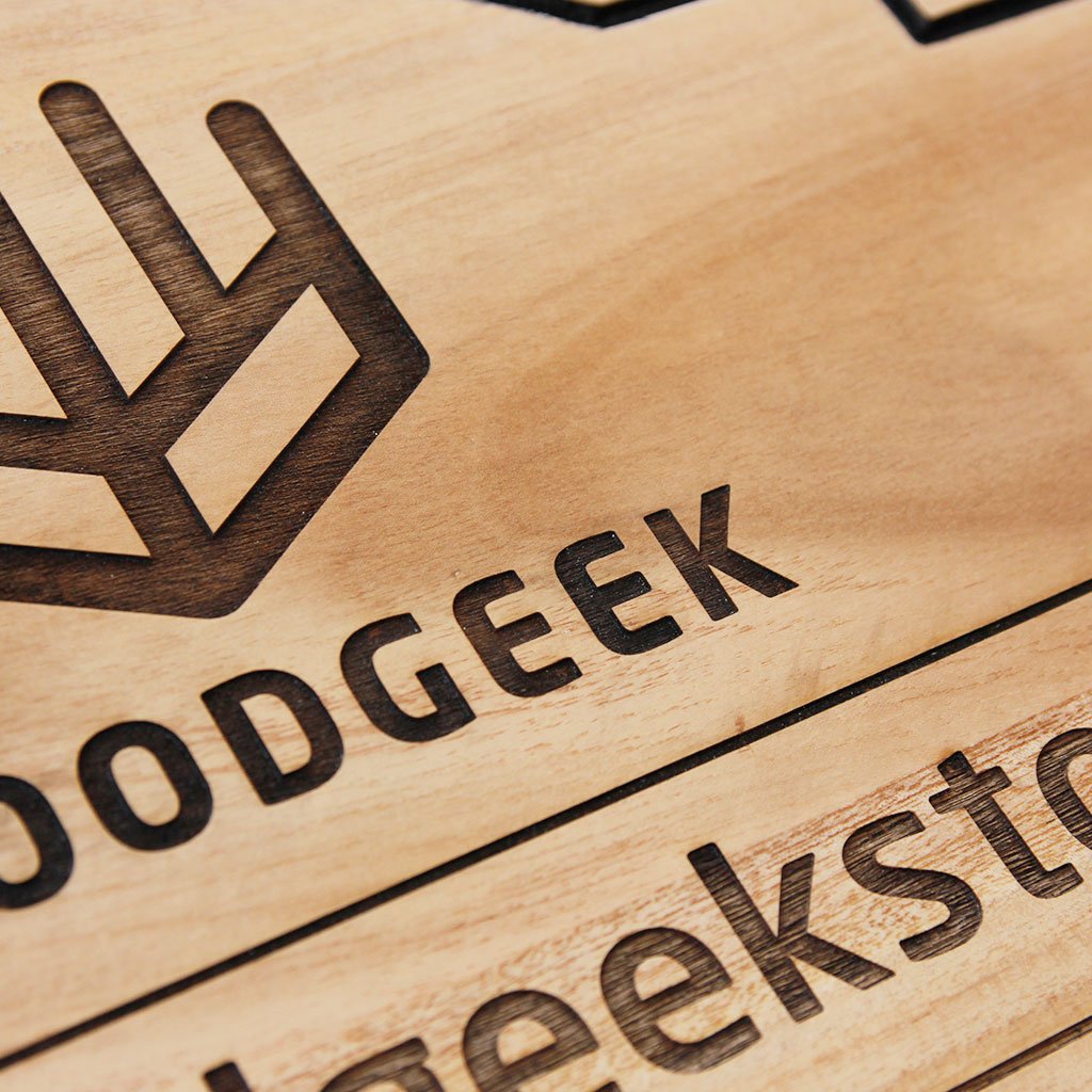 Business Signs - Shop Sign - Logo Engraved Sign - Custom Wood Sign - Woodgeek Store