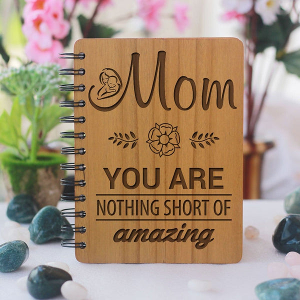 Mom Notebook Design Mother's Day Gifts - Personalized Notebook for Mom - wooden Notebook ...