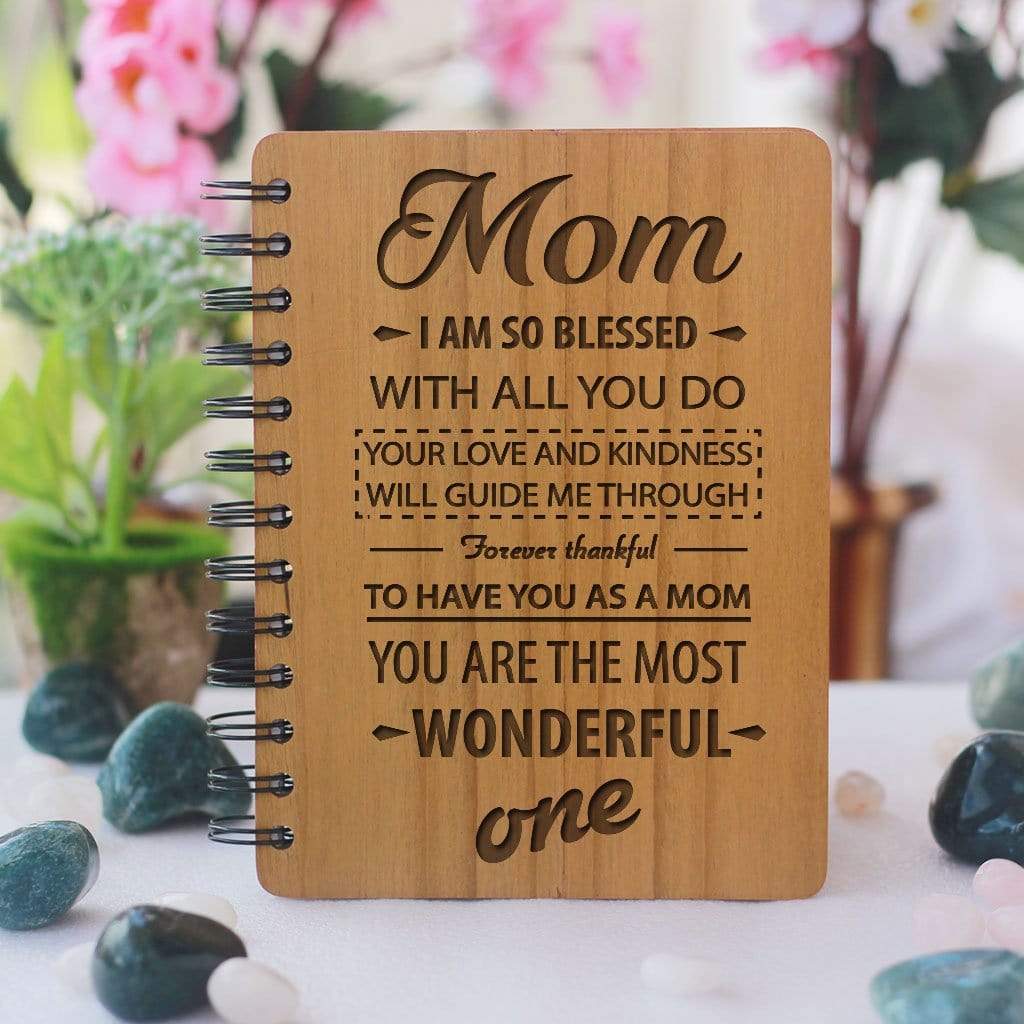 Mom you are the most wonderful one - Personalized Wooden Notebook