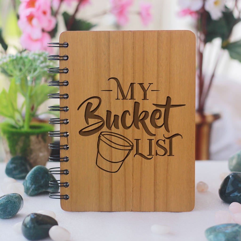 My Bucket List - Personalized Bucket List Journal - Bucket List Diary in India - Buy a Bucket List Diary Online - Wooden notebooks - bamboo notebook - Wooden notebooks india - Gift ideas - woodgeekstore