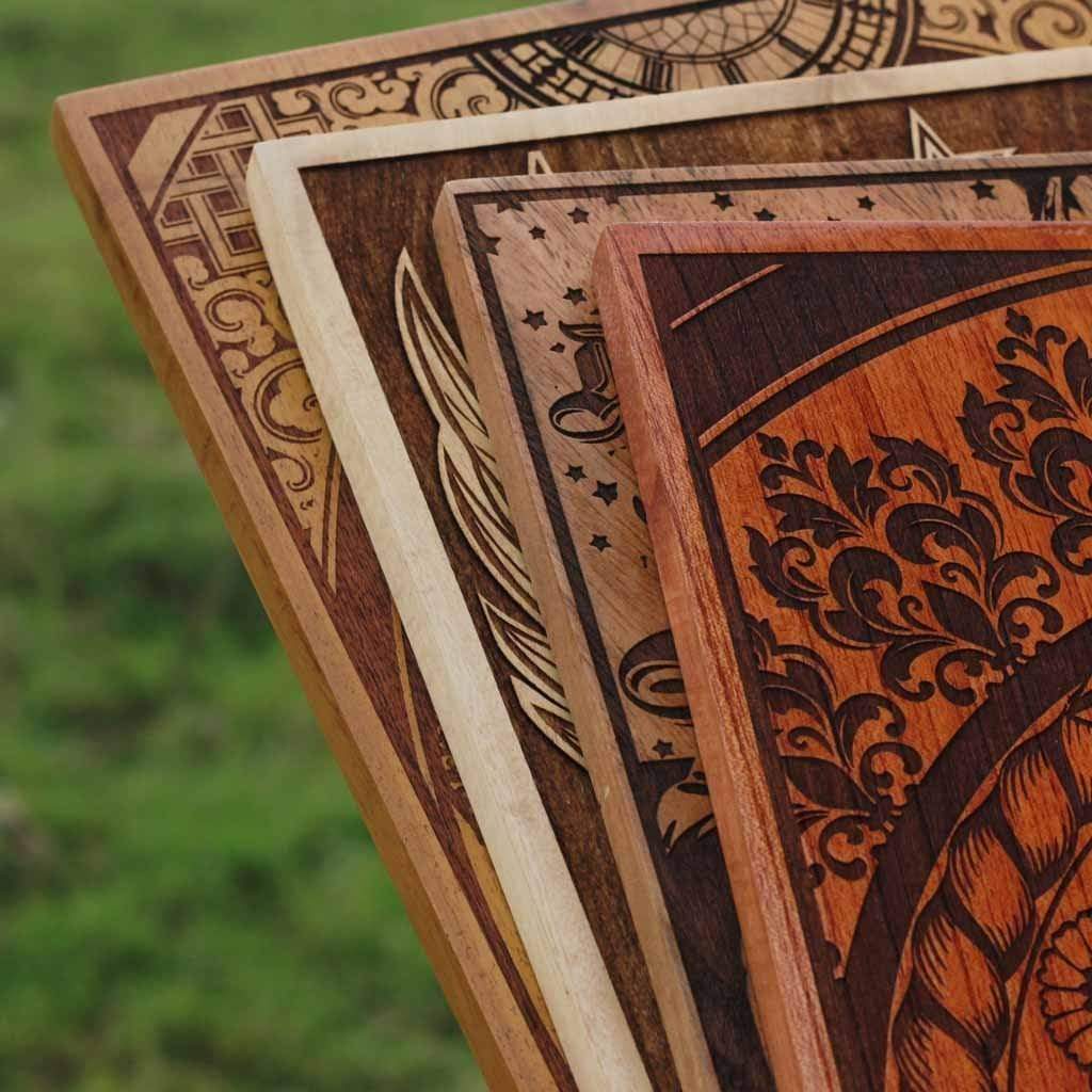 Carved Wooden Poster in Mahogany, Teak, Beech Wood and Birch Wood by Woodgeek Store - Wooden Artwork - Buy Wood Wall Art Decor Online