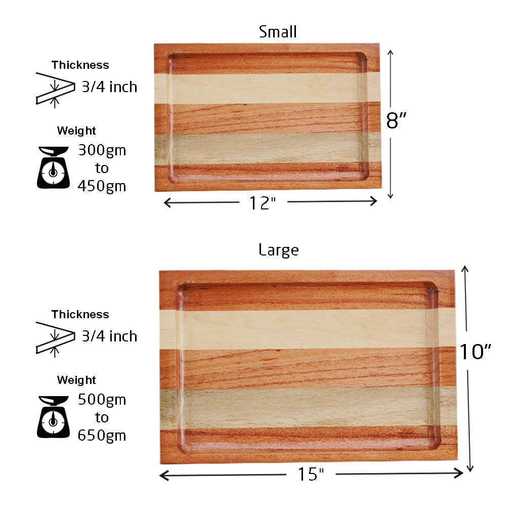 Measurement for Mahogany And Birch Wooden Tray - Woodgeek Store   