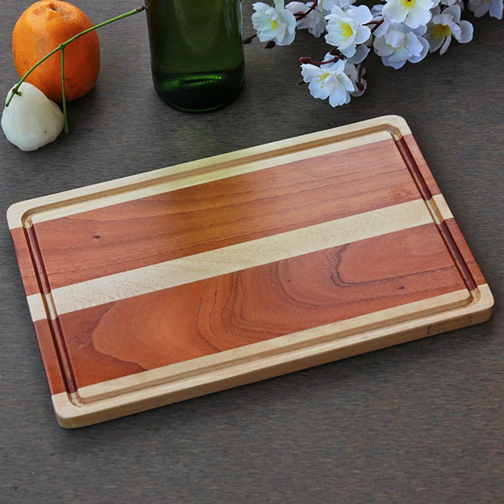 Mahogany and Birch Striped Wooden Chopping Board - Wood Cutting Boards - Wood Chopping Block - Butcher Block Wood - Kitchen Cutting Board - Mahogany and Birch Chopping Board - Best Chopping Board - Hardwood Cutting Boards - Woodgeek Store