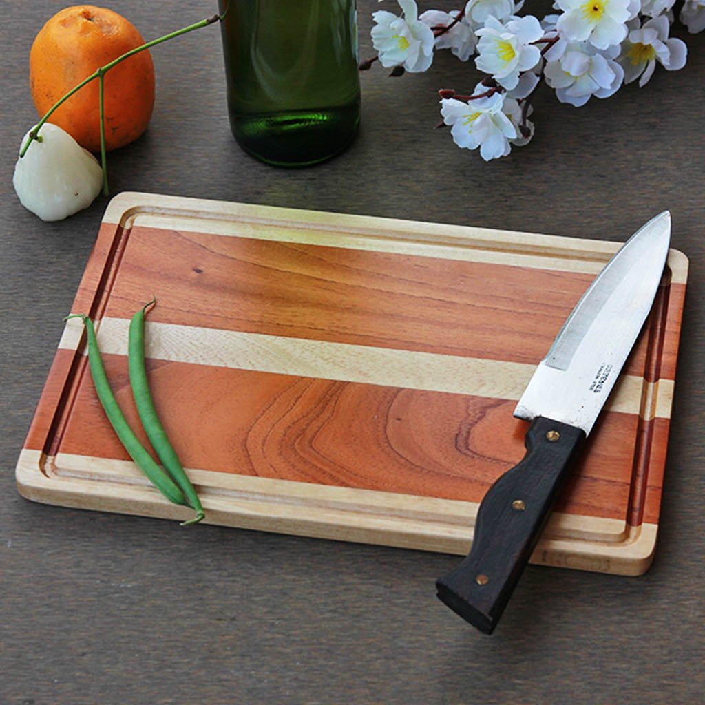 Mahogany and Birch Striped Wooden Chopping Board - Wood Cutting Boards - Wood Chopping Block - Butcher Block Wood - Kitchen Cutting Board - Mahogany and Birch Chopping Board - Best Chopping Board - Hardwood Cutting Boards - Woodgeek Store