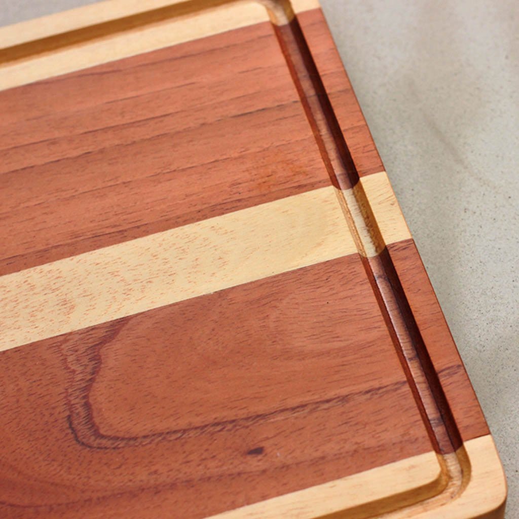 Juice Groove To Avoid Spillage - Mahogany and Birch Wooden Chopping Board - Wood Cutting Boards - Wood Chopping Block - Butcher Block Wood - Kitchen Cutting Board - Mahogany and Birch Chopping Board - Best Chopping Board - Hardwood Cutting Boards - Woodgeek Store
