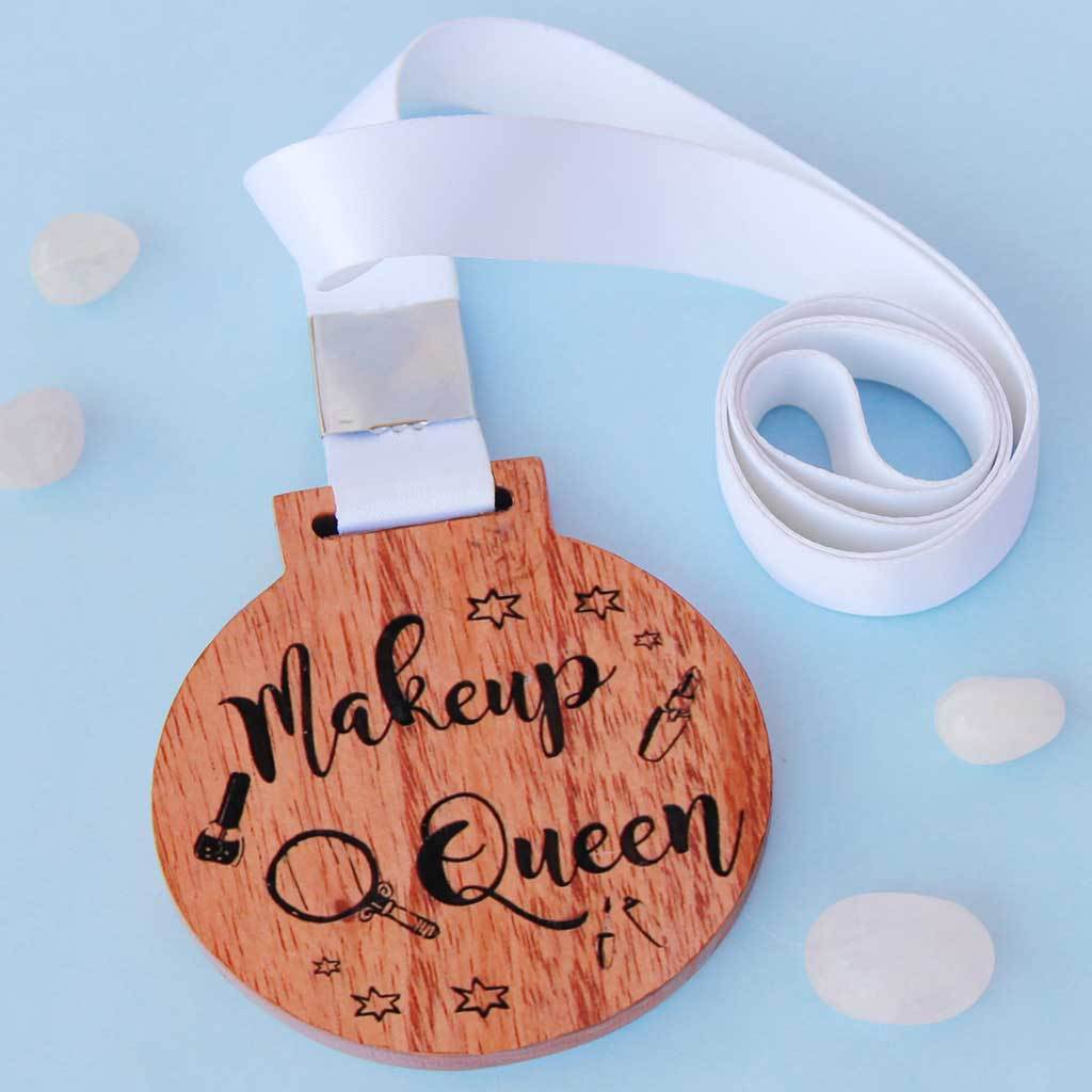 Makeup Queen Funny Medal with Ribbon. These Medals Make The Best Gifts For Makeup Lovers. A Cool Award For Any Woman Who Adores Beauty And Makeup. 