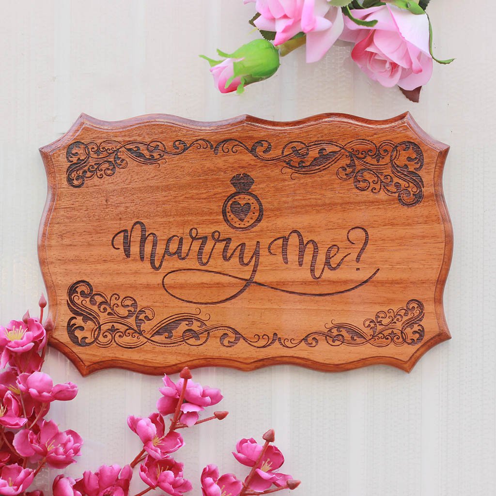 Marry Me Wedding Sign - Will You Marry Me Signs - Wood Carved Signs - Wedding Proposal Ideas with Wooden Signs by Woodgeek Store