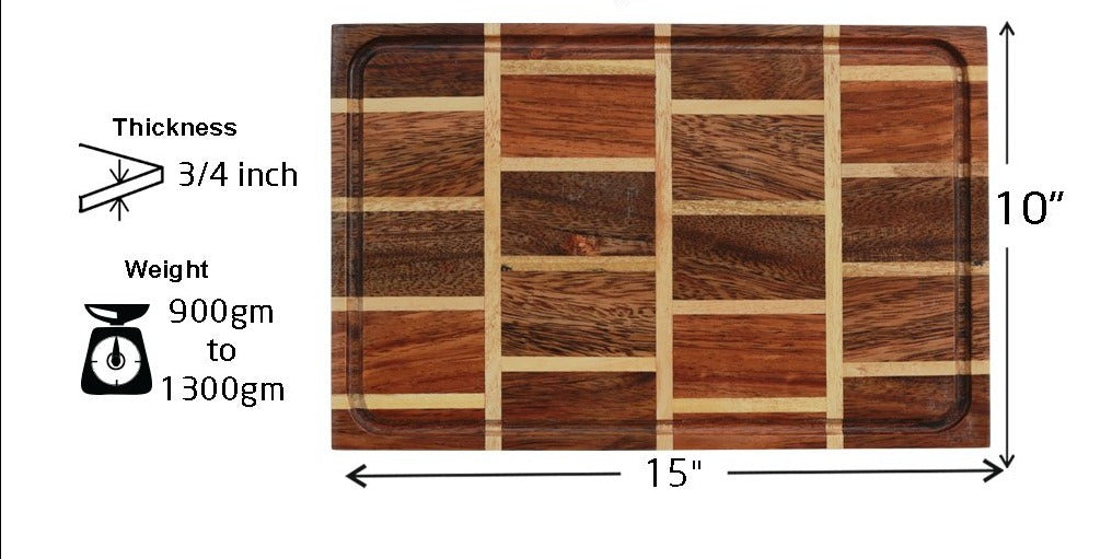 Measurements for Juice Groove To Avoid Spillage - Brick Pattern Wooden Chopping Board - Woodgeek Store