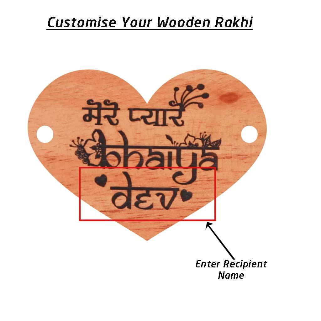 Personalised Rakhi With Name - Wooden Rakhi
