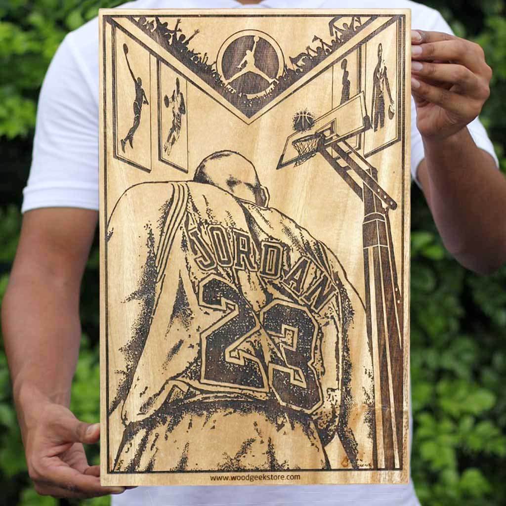 Michael Jordon Basketball Poster - Sports Wooden Poster - Wood Wall Decor - Gifts for Sports Lovers and basketball fans