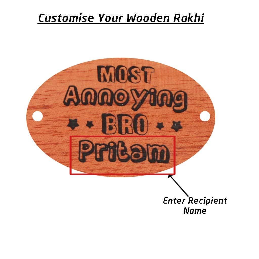 Personalised Rakhi With Name - Wooden Rakhi