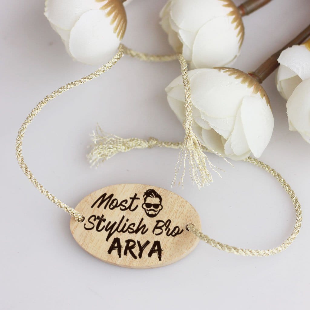 Most Stylish Bro Personalised Rakhi and Raksha Bandhan Greeting Card - This Wooden Rakhi and Wooden Greeting Card Is The Best Raksha Bandhan Gifts for Brother - Buy Rakhi Online India And Wish Your Brother/Sister a Happy Rakhi With Personalized Gifts From The Woodgeek Store.