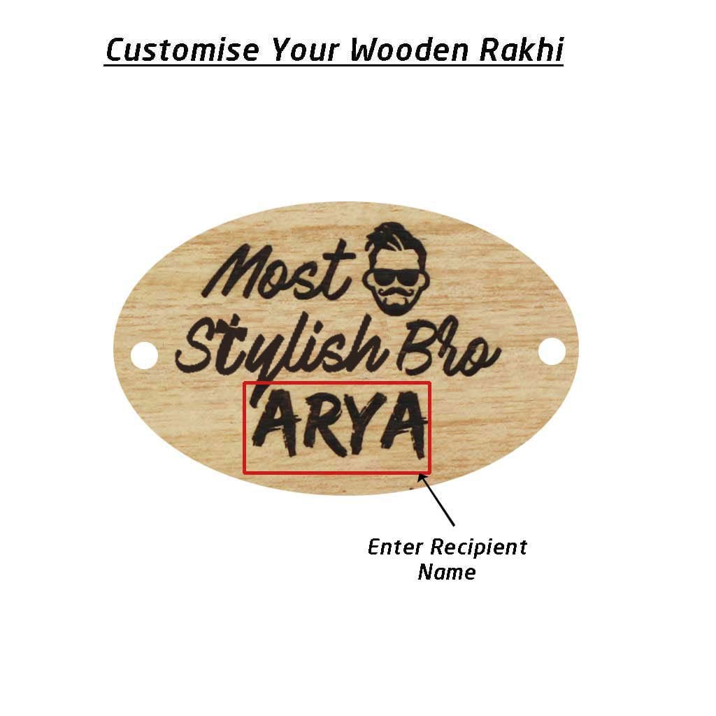 Personalised Rakhi With Name - Wooden Rakhi