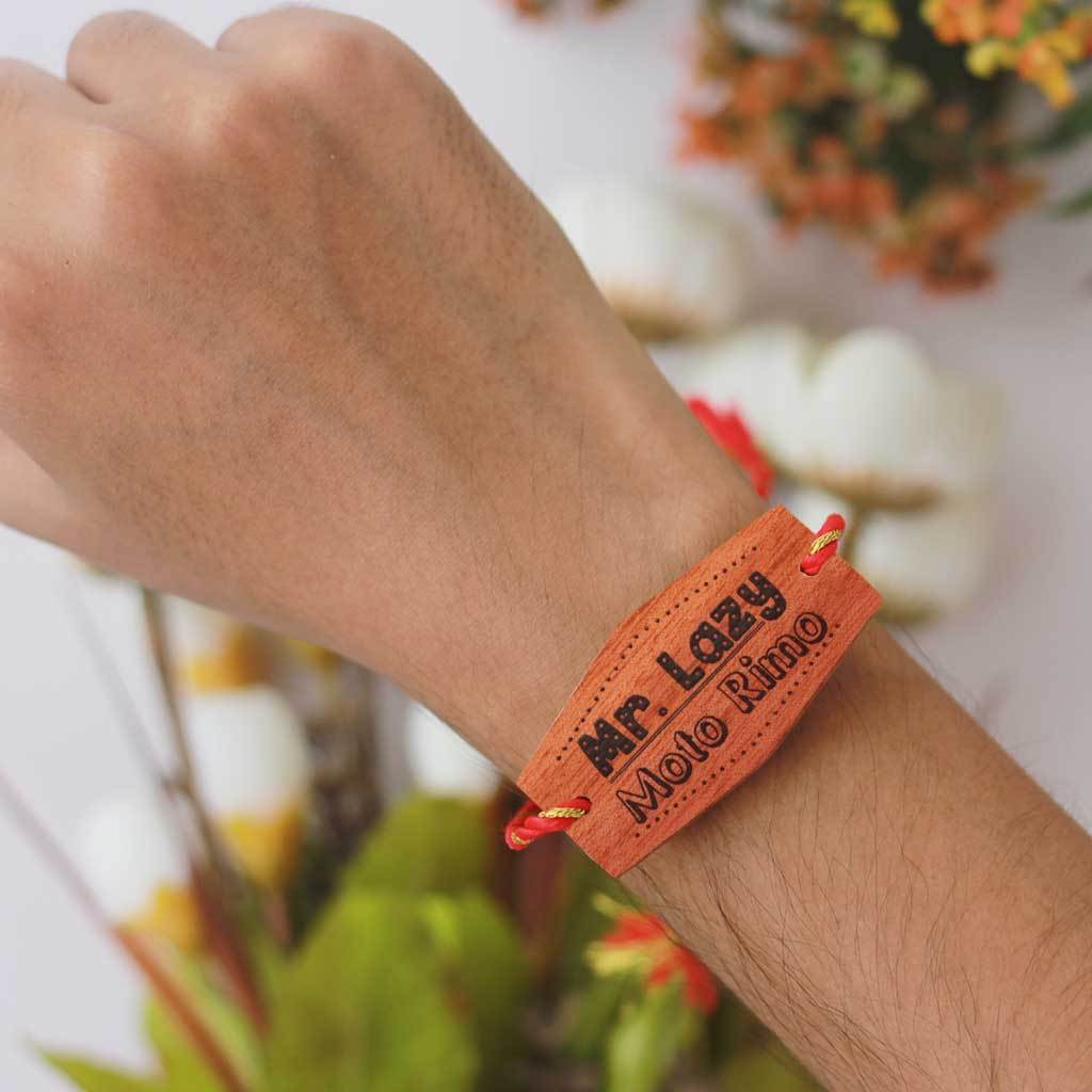 Mr Lazy Personalised Rakhi and Raksha Bandhan Greeting Card. This Wooden Rakhi and Wooden Greeting Card Is The Best Rakhi Gift for Lazy Brothers. Looking For Online gifts For Raksha Bandhan? Buy Fancy Rakhis Online And Personalized Rakhi Gifts For Sisters And Brothers From The Woodgeek Store.