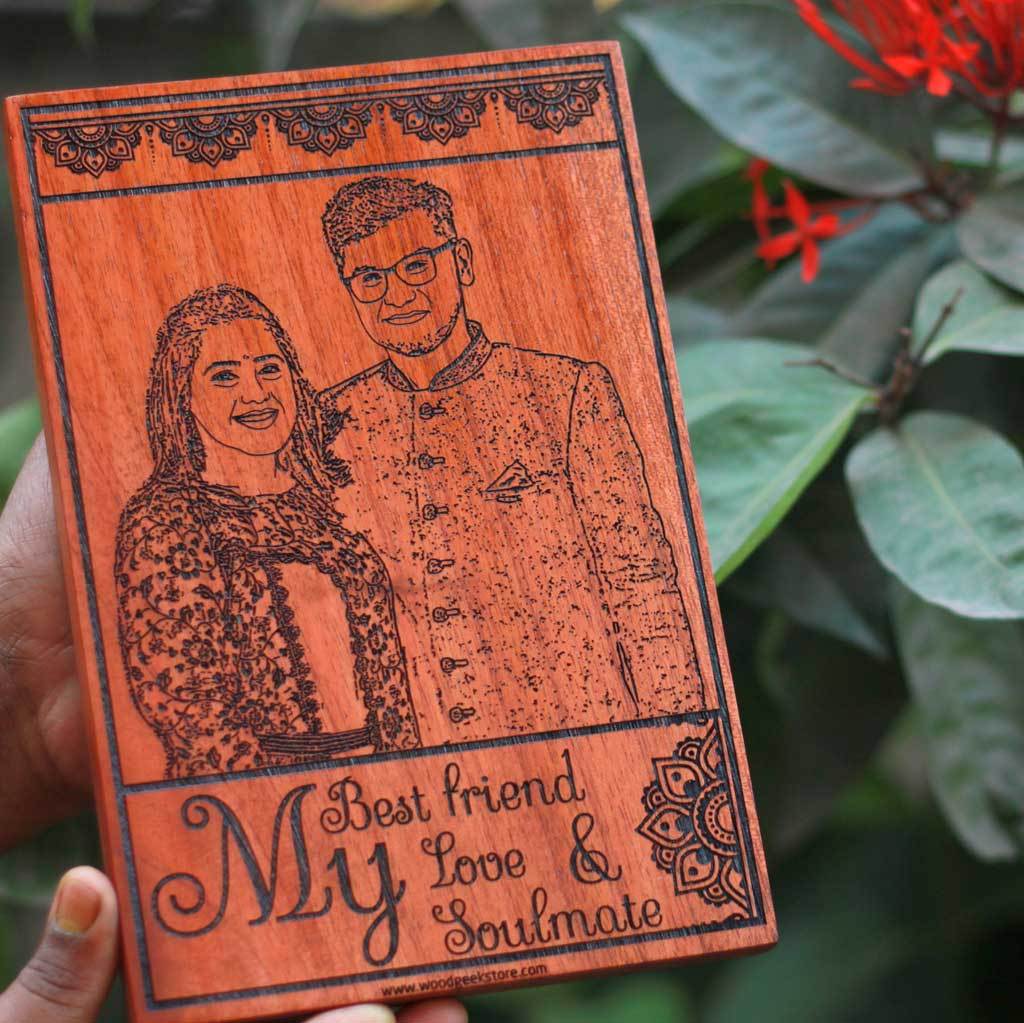 My Best friend, My Love &amp; My Soulmate Wooden Photo Frame - Carved Wooden Poster - Custom Wood Wall Art With Photo in Birch Wood - Woodgeek Store