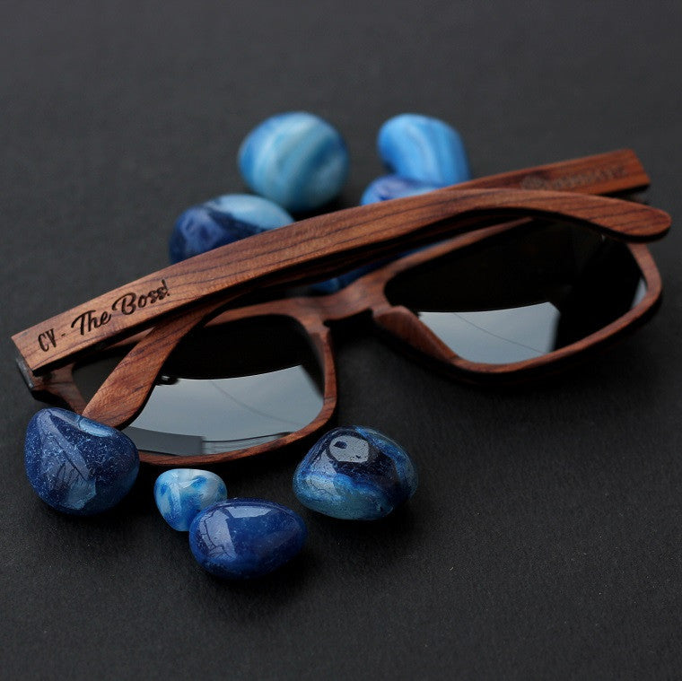 The Navigator - rosewood rectangular wooden sunglasses