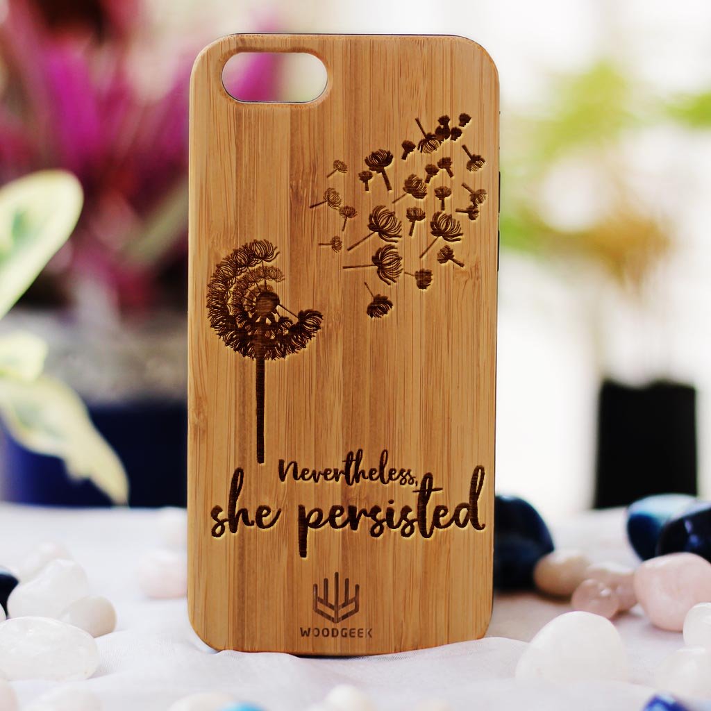 Nevertheless She Persisted Wooden Phone Case for iPhones - Phonecases for Women - Feminist Phone Cases by Woodgeek Store