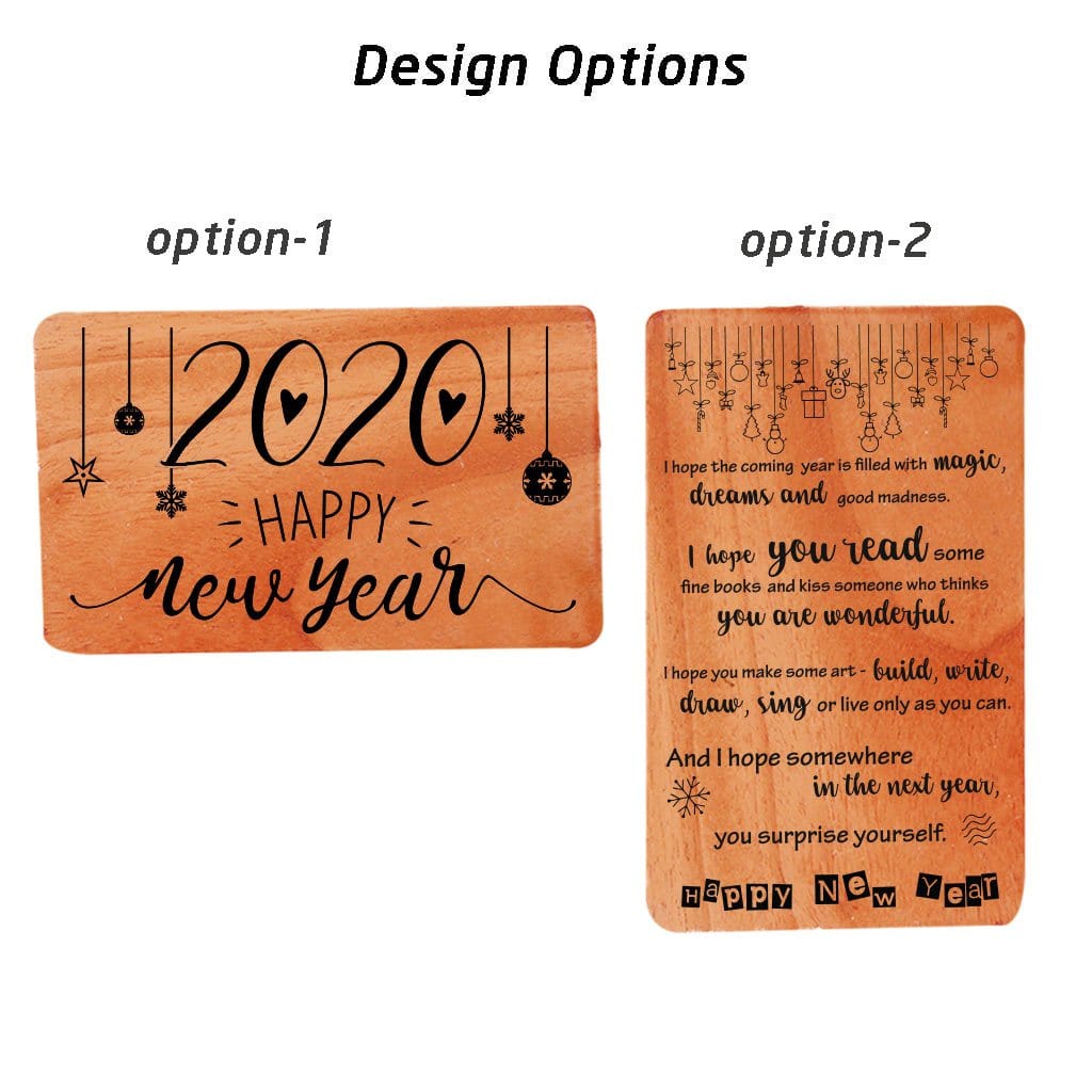 New Year Greeting Card: Set Of Personalized Wooden Cards Engraved With Happy New Year Wishes. New year greeting cards engraved with new year wishes for boyfriend, happy new year wishes for friends and family, new year wishes for husband