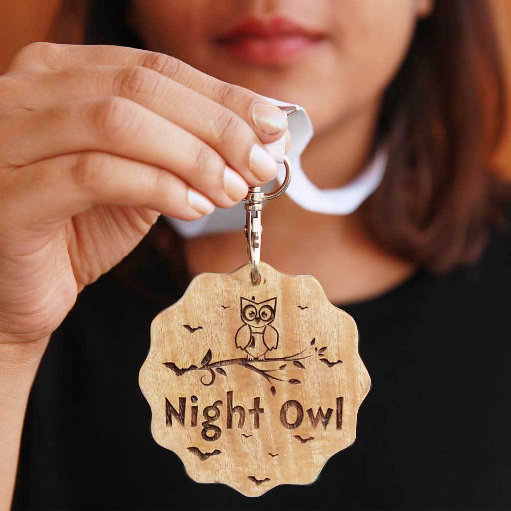 Night Owl Engraved Wooden Medal. A funny award makes great presents for friends. This custom medal is a funny gift for friends who stay up all night. Buy medals online from Woodgeek Store.