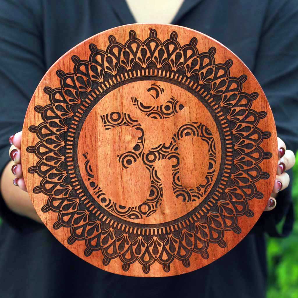 Om Carved Wooden Poster