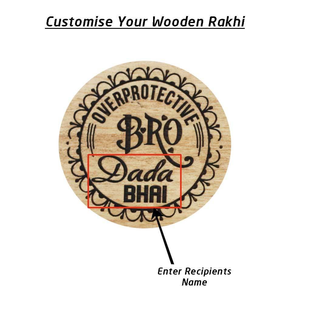 Personalised Rakhi With Name - Wooden Rakhi