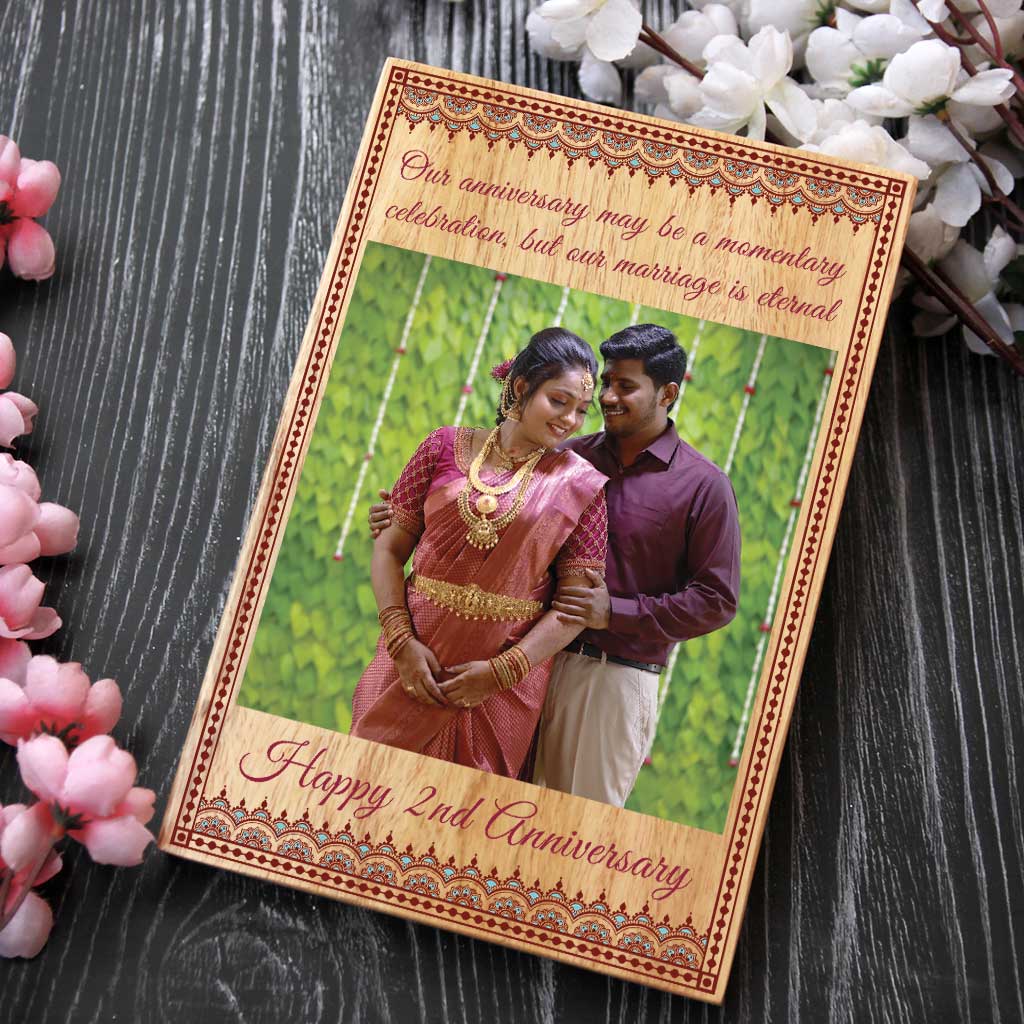 Personalized anniversary photo frame | Photo print on wood