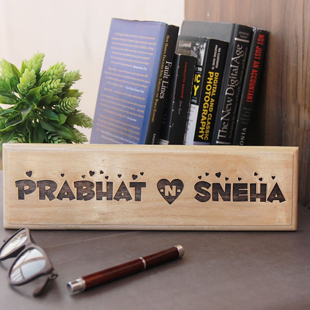 Wooden Name Signs - Wooden Nameplates for Couples &amp; Nameplates - Wooden Signs for Walls - Custom Desk Nameplates by Woodgeek Store