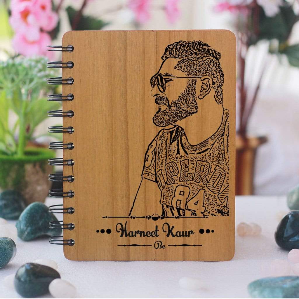 Wooden Notebook Engraved With Photo & Name. Looking for a unique gift for your brother or sister? This personalised wooden journal makes great Rakhi gifts or birthday gifts for brother or sister.