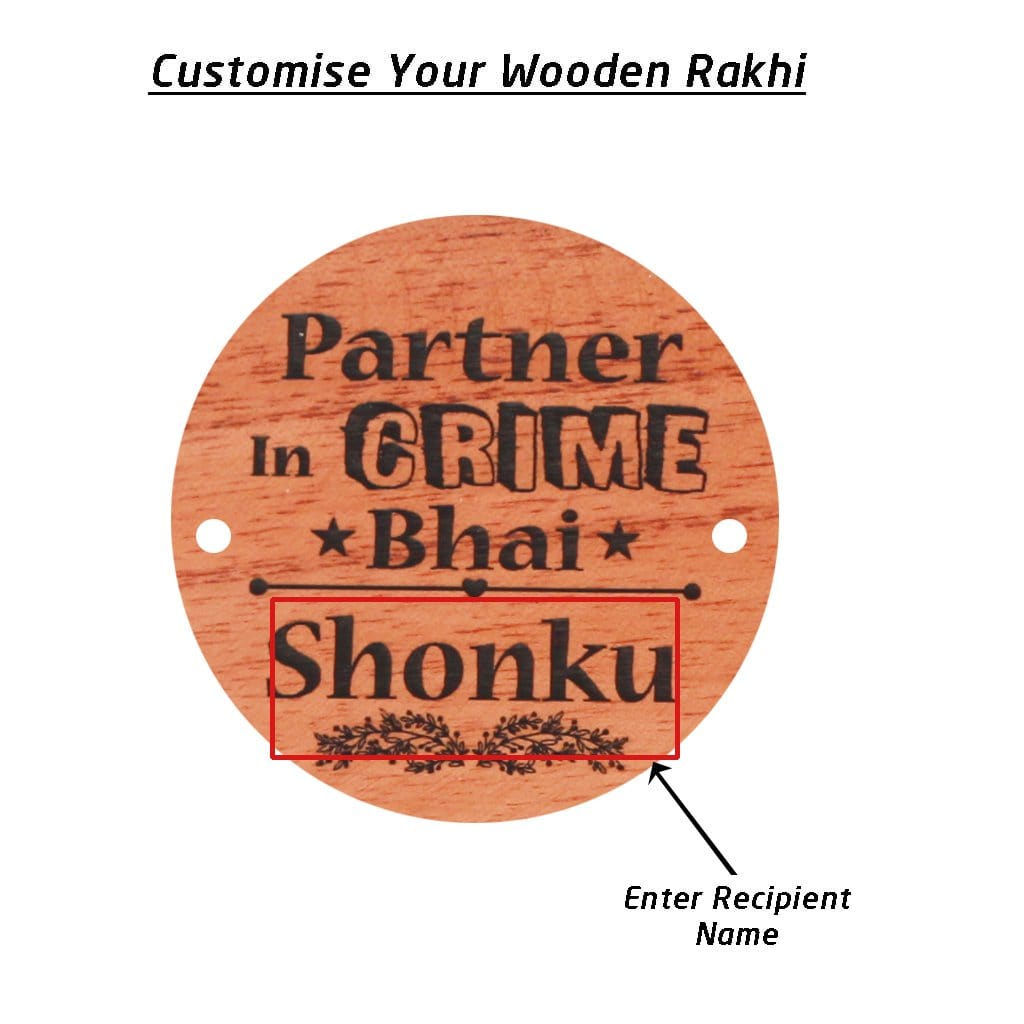 Personalised Rakhi With Name - Wooden Rakhi