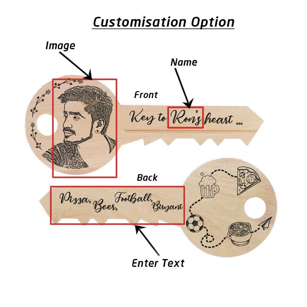 Personalized Key To Heart Wooden Signs In The Shape Of A Key. This photo plaque will make great custom best friend gifts and unique birthday gifts. This wood sign is also a great photo gift.