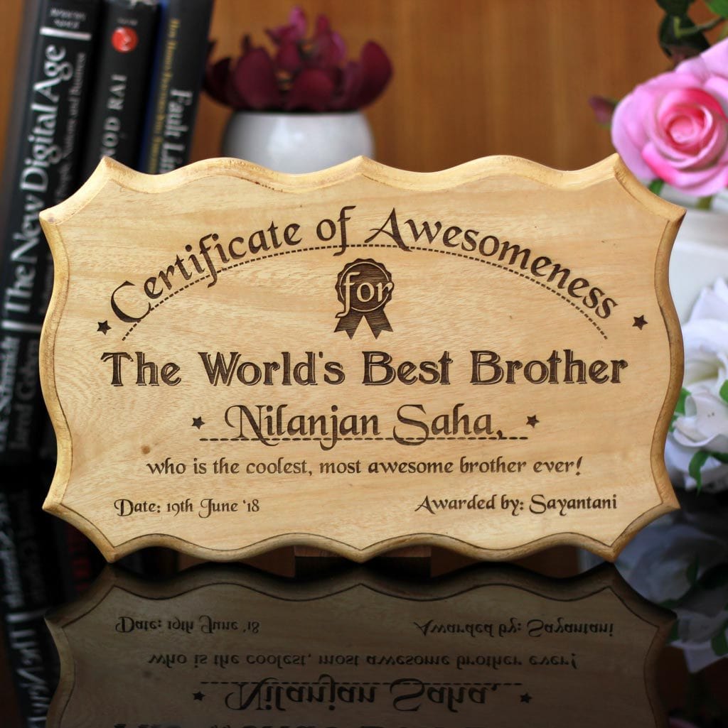 Personalized World's Best Brother Certificate - Best Brother Award Certificates - Unique Gifts for Brothers - Custom Wooden Certificates by Woodgeek Store