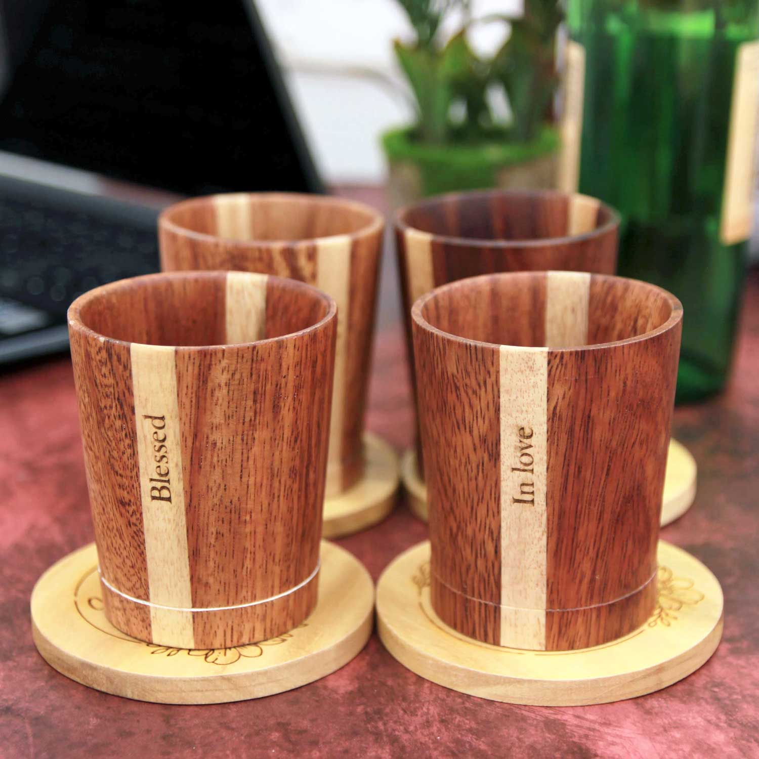 Blessed In Love Personalized Wooden Glasses | Birthday Gift For Husband & Wife