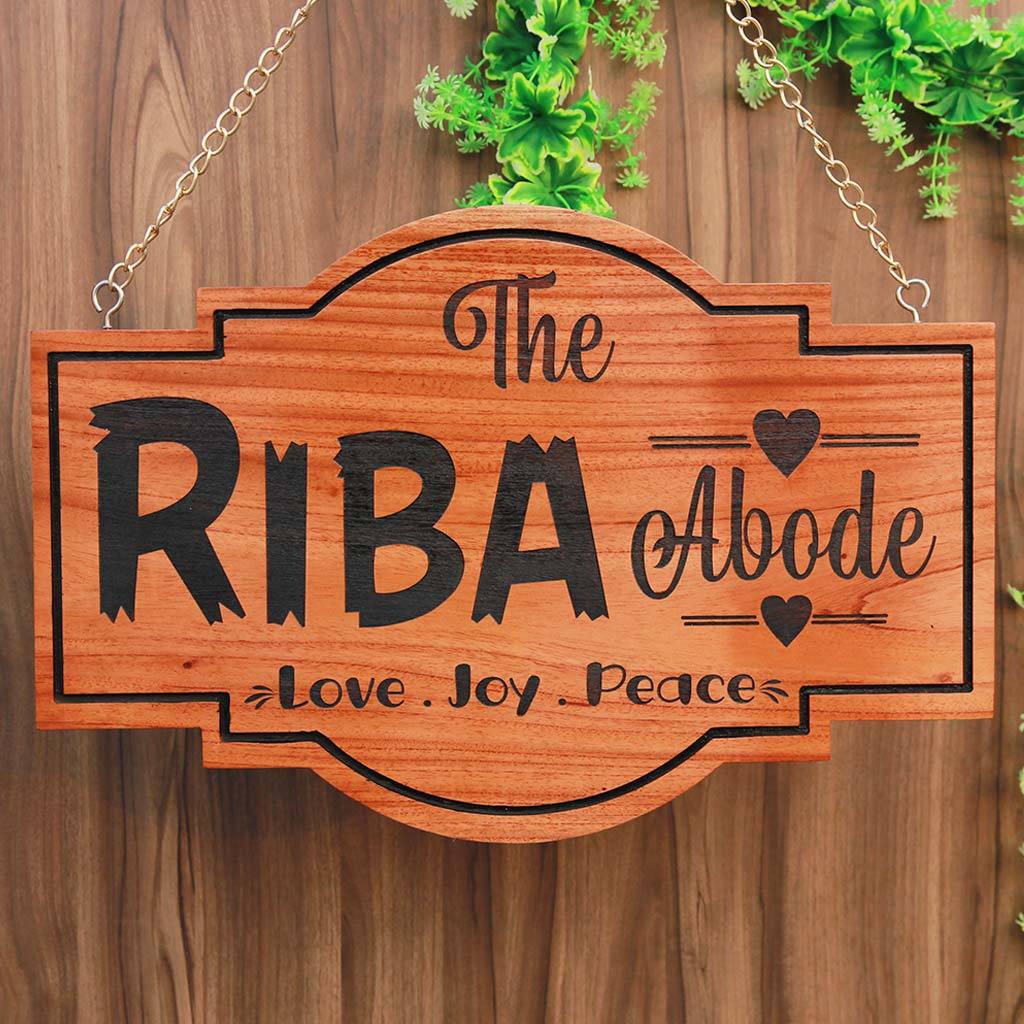 Personalized Abode Home Sign - Hanging Wooden Sign - Home Decor Signs - Personalized Signs For Home - Woodgeek Store