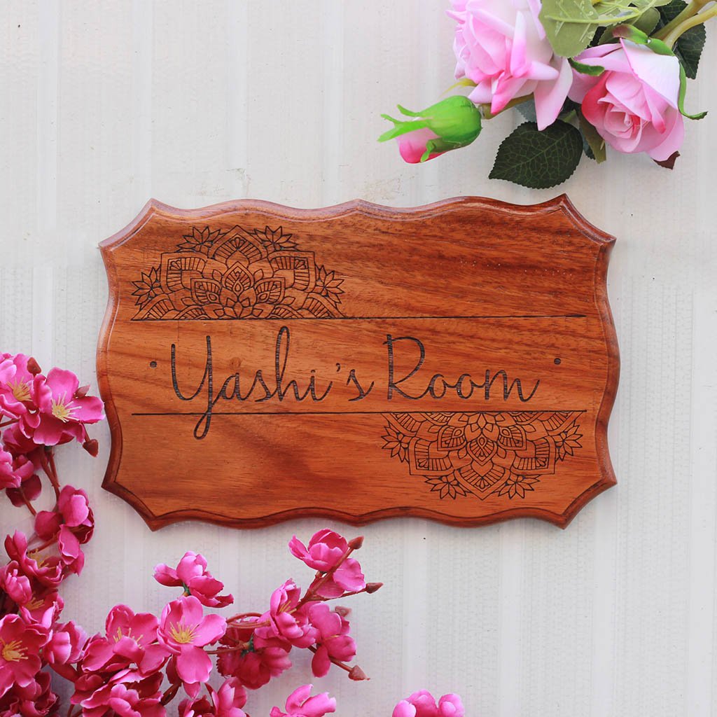 Personalized Wooden Room Signs - Bedroom Door Signs Engraved With A Name by Woodgeek Store