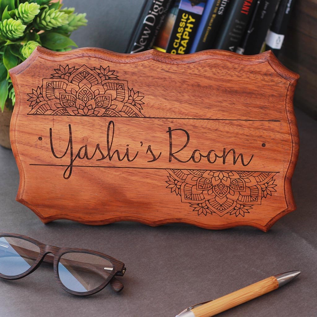Personalized Wooden Room Signs - Bedroom Door Signs Engraved With A Name by Woodgeek Store