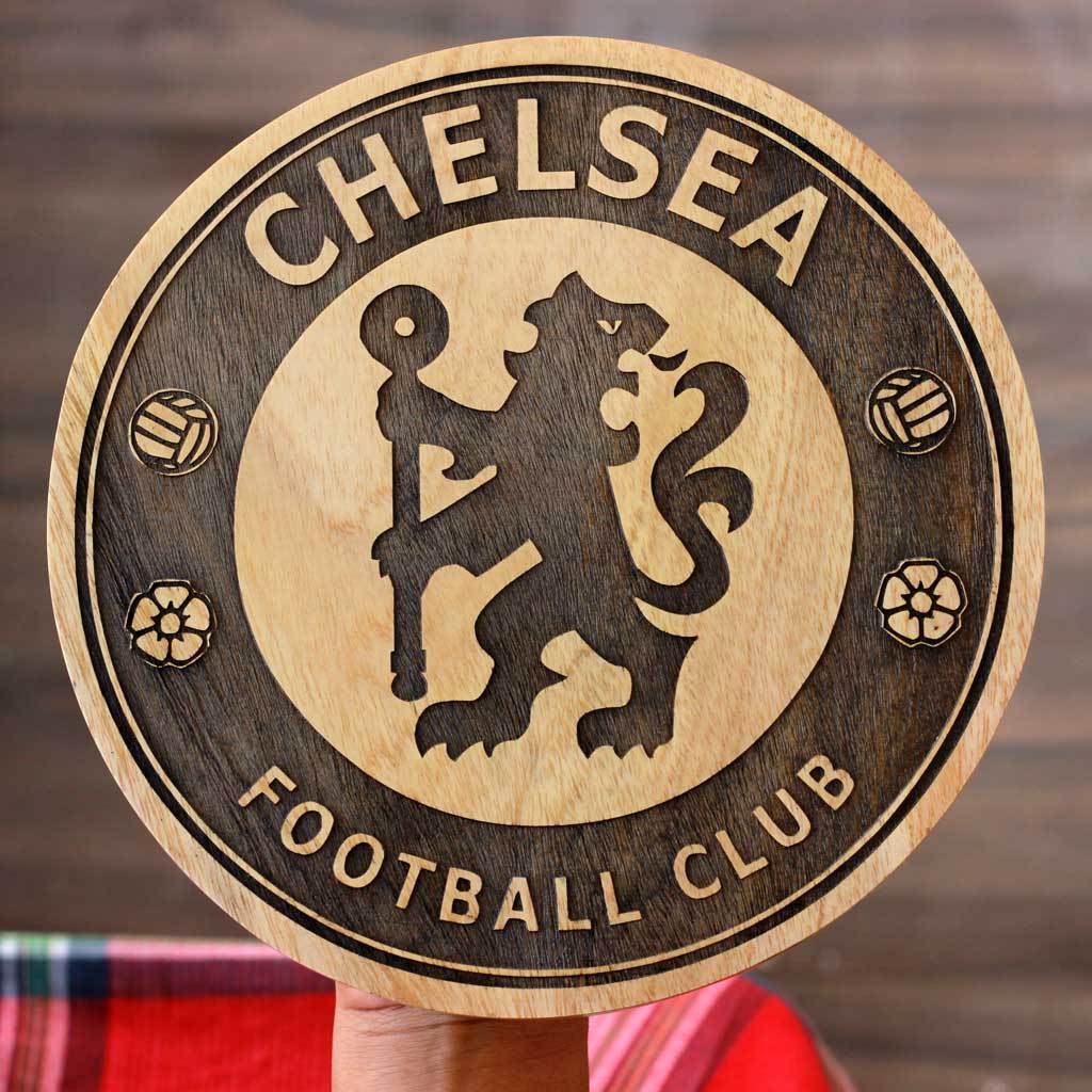 Club Logo Round Poster - Carved Wooden Poster - Gifts for Football Fans by Woodgeek Store