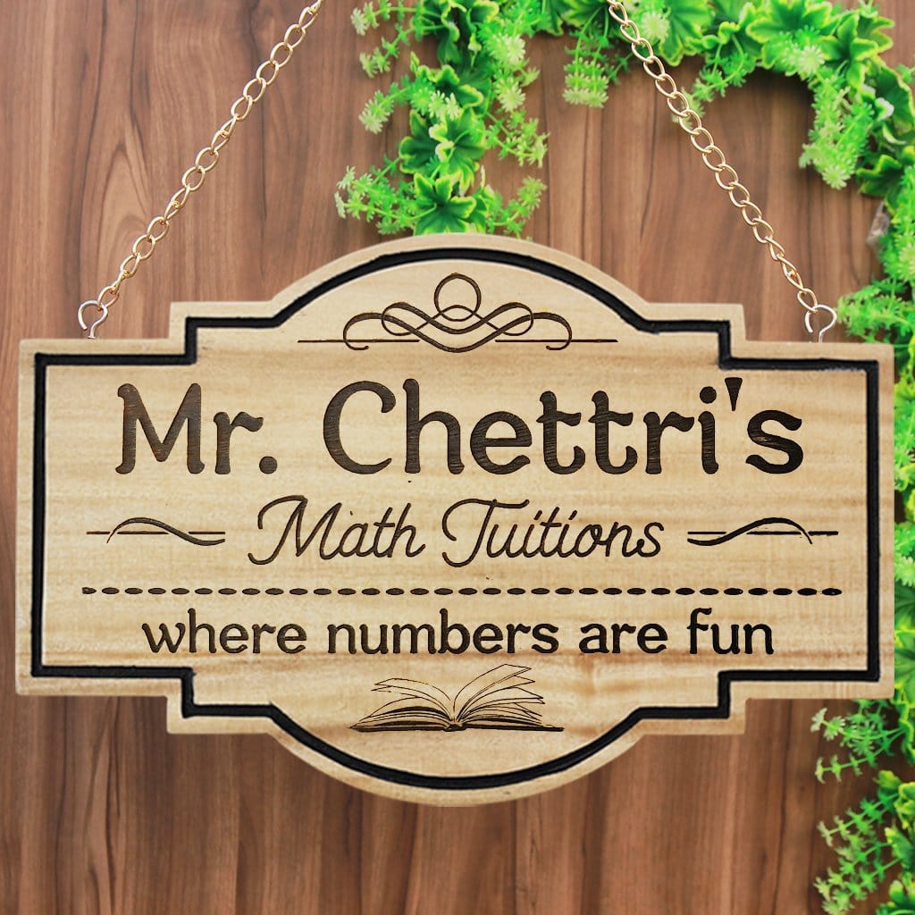 Custom Engraved Wooden Sign Board For Teaching Institutes | Hanging Wooden Sign