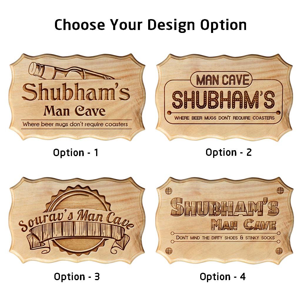 Personalised Man Cave Wood Signs &amp; Sayings - Wooden Name Signs for Home - Custom Room Signs For Boy&#39;s Rooms by Woodgeek Store