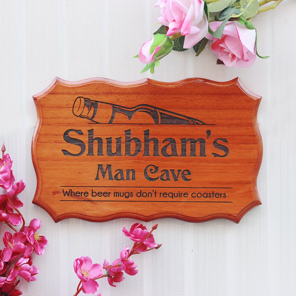 Personalized Man Cave Signs - Funny Man Cave Wood Signs - Custom Room Name Signs for Boy's Rooms by Woodgeek Store