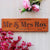 Mr & Mrs Wooden Sign - Wooden Office Desk Nameplates - Personalized House Number Sign by Woodgeek Store