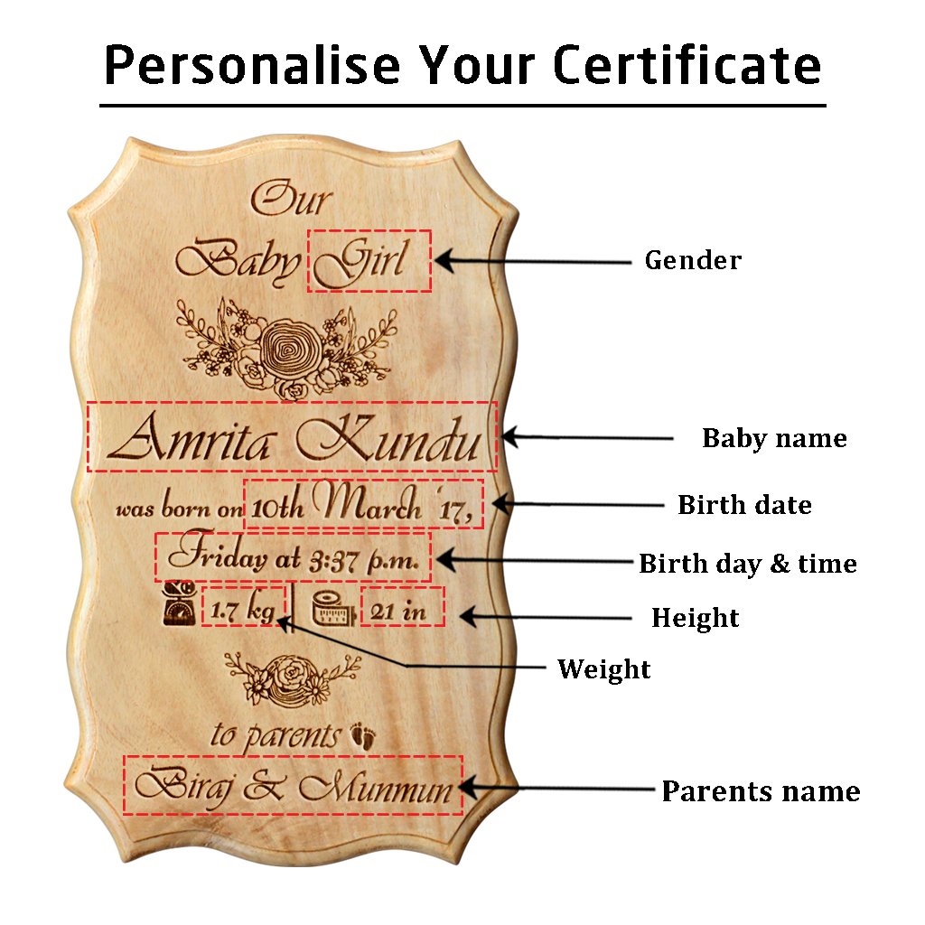 Personalized Wooden Baby Birth Certificate